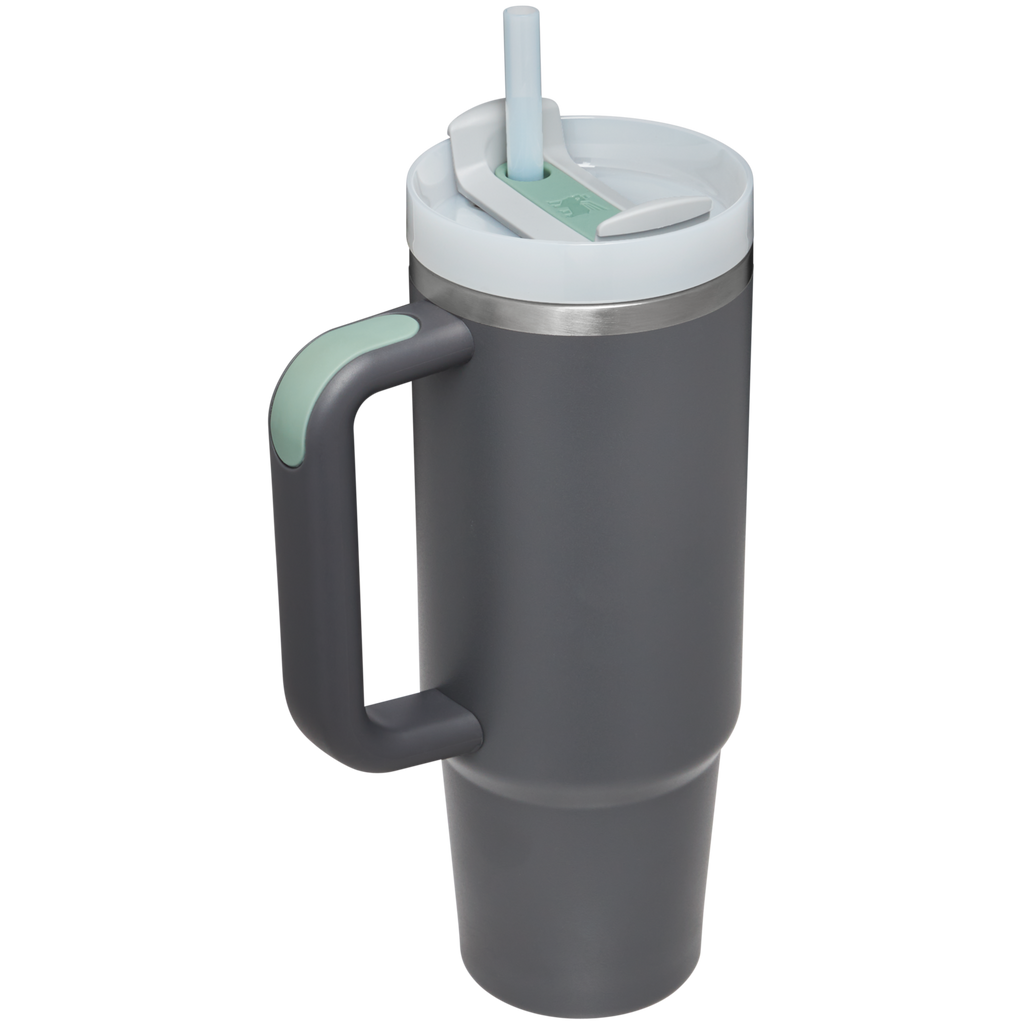 Splash-Resistant FlowState The Quencher H2.0 Flowstate Tumbler | Stanley Create D331C - Double-Wall Vacuum Insulated Travel Tumbler with Straw Detail