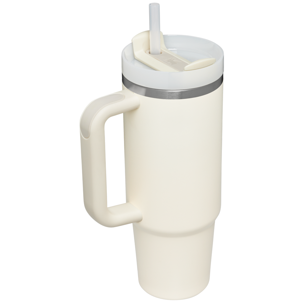 Splash-Resistant FlowState The Quencher H2.0 Flowstate Tumbler | Stanley Create D331C - Double-Wall Vacuum Insulated Travel Tumbler with Straw Detail
