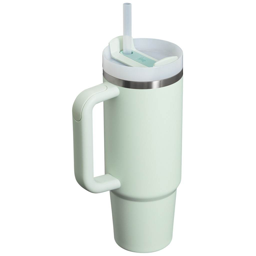 Splash-Resistant FlowState The Quencher H2.0 Flowstate Tumbler | Stanley Create D331C - Double-Wall Vacuum Insulated Travel Tumbler with Straw Detail