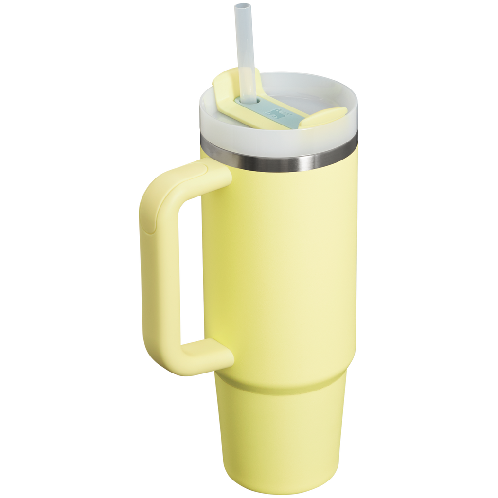 Splash-Resistant FlowState The Quencher H2.0 Flowstate Tumbler | Stanley Create D331C - Double-Wall Vacuum Insulated Travel Tumbler with Straw Detail