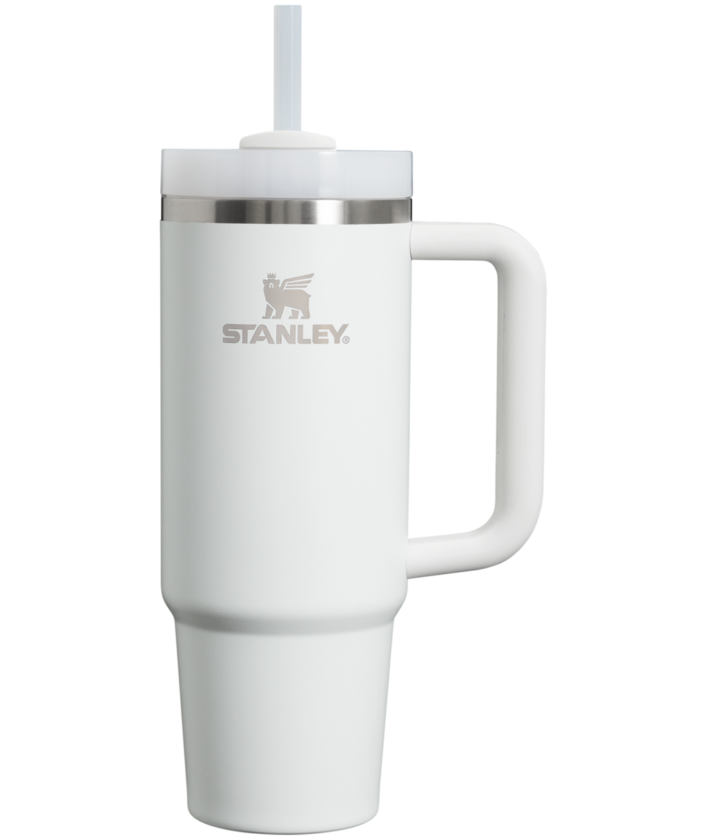 Splash-Resistant FlowState The Quencher H2.0 Flowstate Tumbler | Stanley Create D331C - Double-Wall Vacuum Insulated Travel Tumbler with Straw - Frost