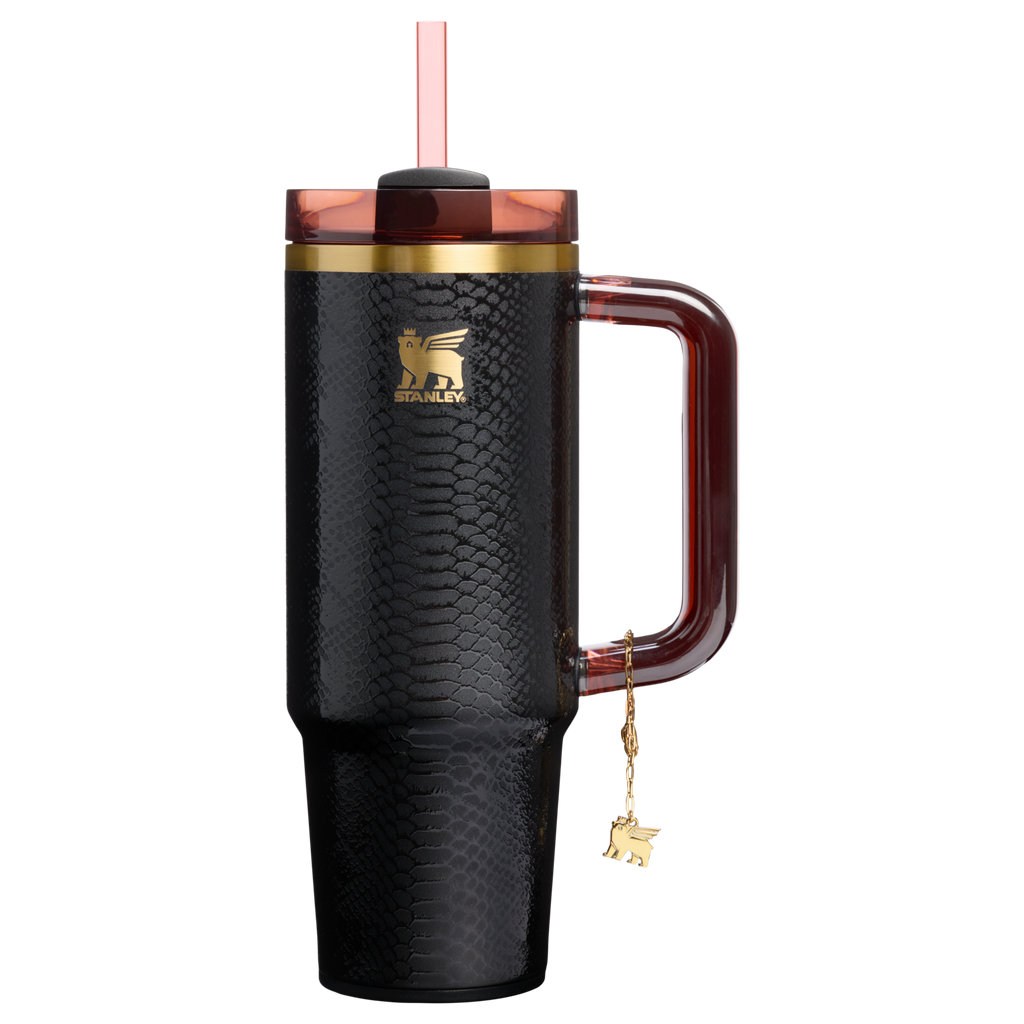 Car-Cup Friendly The Quencher Luxe H2.0 Flowstate Tumbler D171F - FlowState 3-Position Lid Insulated Travel Mug - Black Snakeskin
