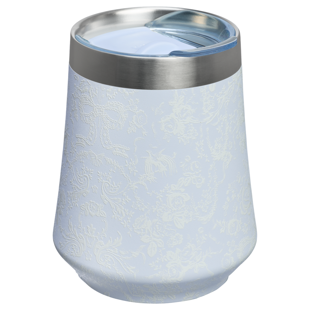 Premium Matte Stanley 1913 x LoveShackFancy Holiday Reserve Wine Tumbler D367F - Shatterproof Flavor-Preserving Cocktail Tumbler with Lid Detail