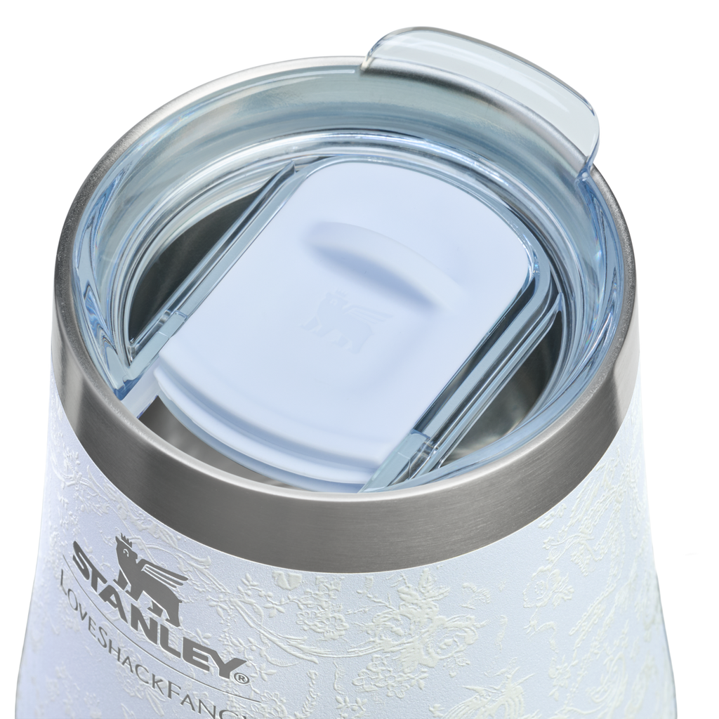 Premium Matte Stanley 1913 x LoveShackFancy Holiday Reserve Wine Tumbler D204X - Shatterproof Flavor-Preserving Cocktail Tumbler with Lid Detail