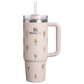 Insulated Travel The Quencher H2.0 Flowstate Tumbler D363L - Double-Wall Vacuum Insulated Travel Tumbler with Straw - Rose Quartz Bouquets