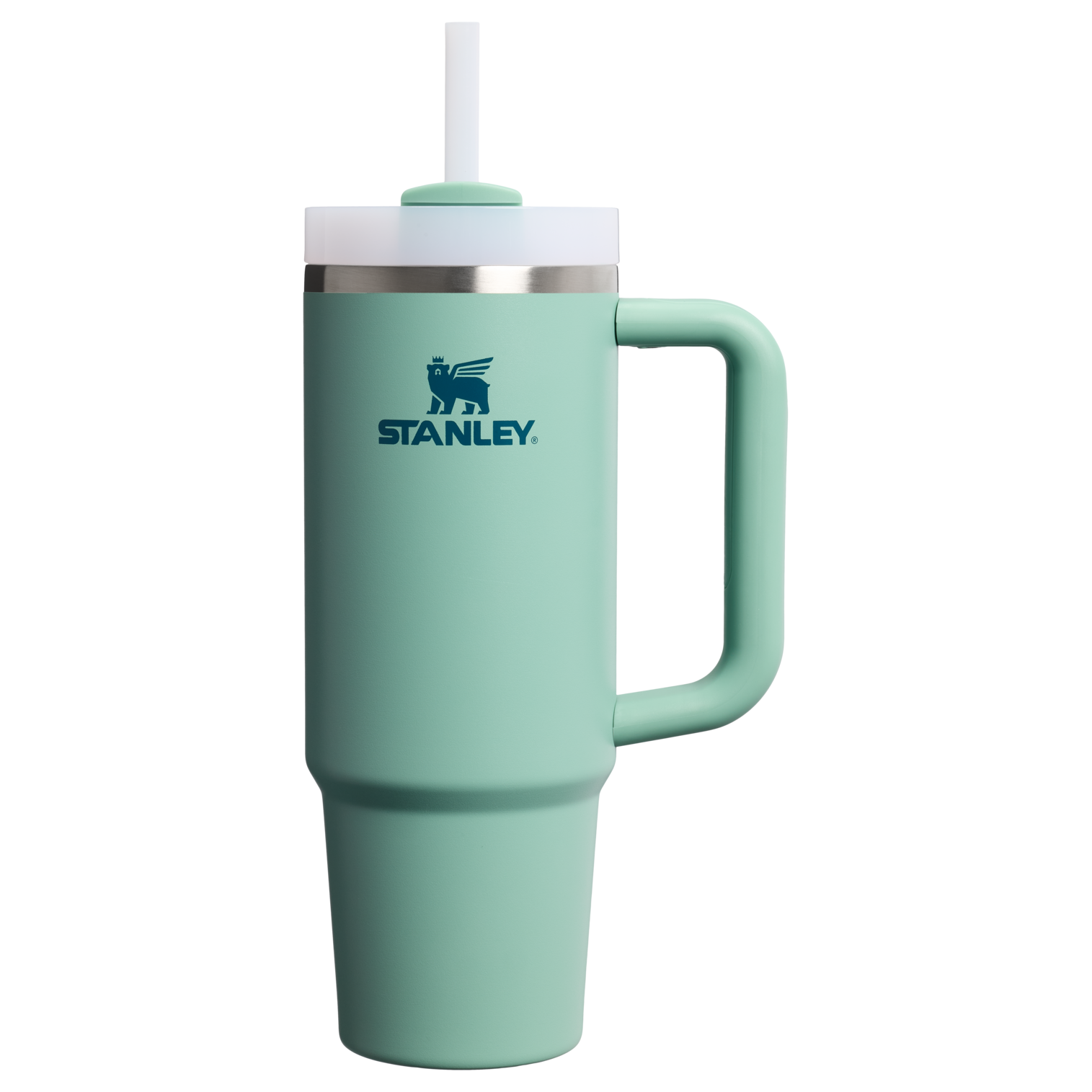 Splash-Resistant FlowState The Quencher H2.0 Flowstate Tumbler | Stanley Create D331C - Double-Wall Vacuum Insulated Travel Tumbler with Straw - Spring Green