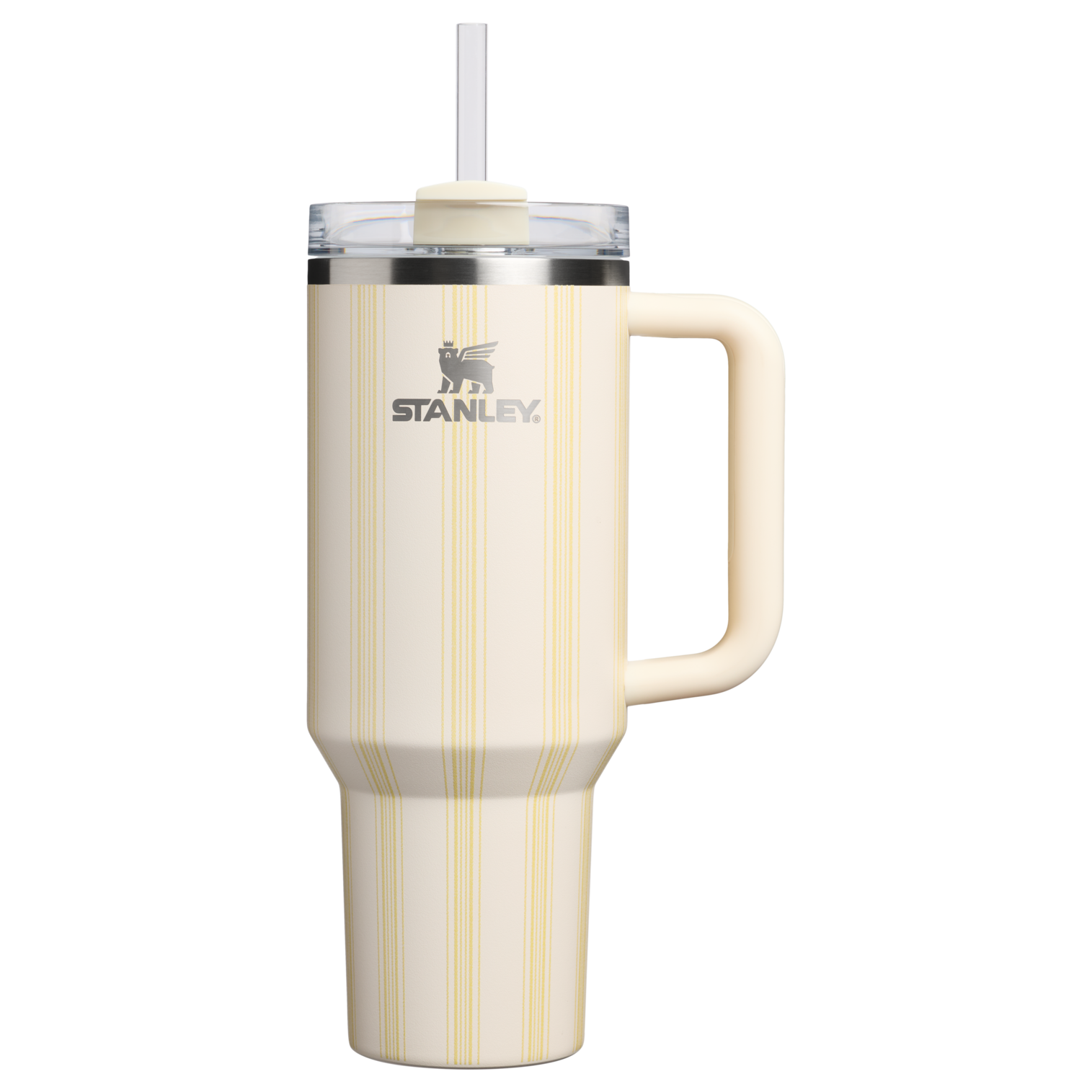 Large Capacity The Quencher H2.0 Flowstate Tumbler D342C - Double-Wall Vacuum Insulated Travel Tumbler with Straw - Cream Picnic Stripe