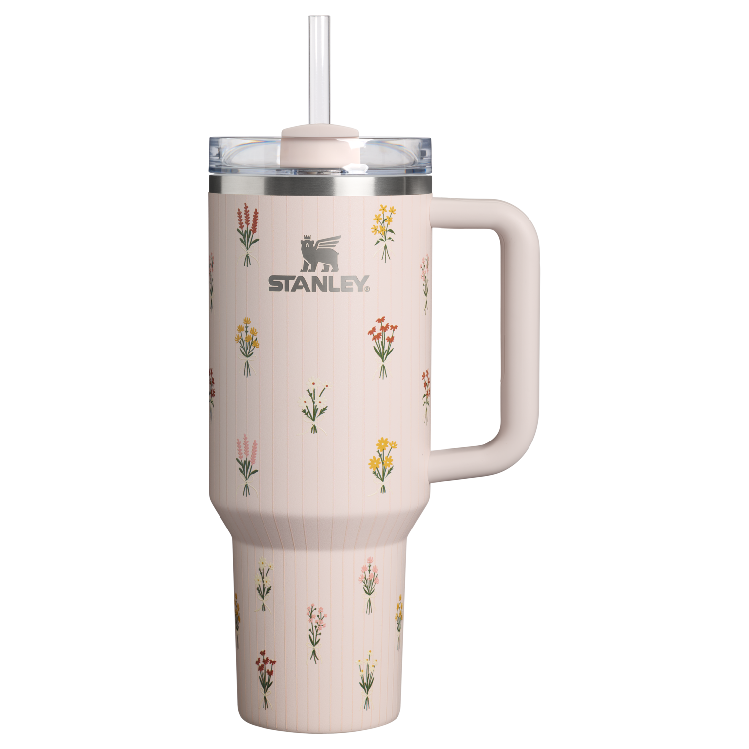 Insulated Travel The Quencher H2.0 Flowstate Tumbler D362R - Double-Wall Vacuum Insulated Travel Tumbler with Straw - Rose Quartz Bouquets
