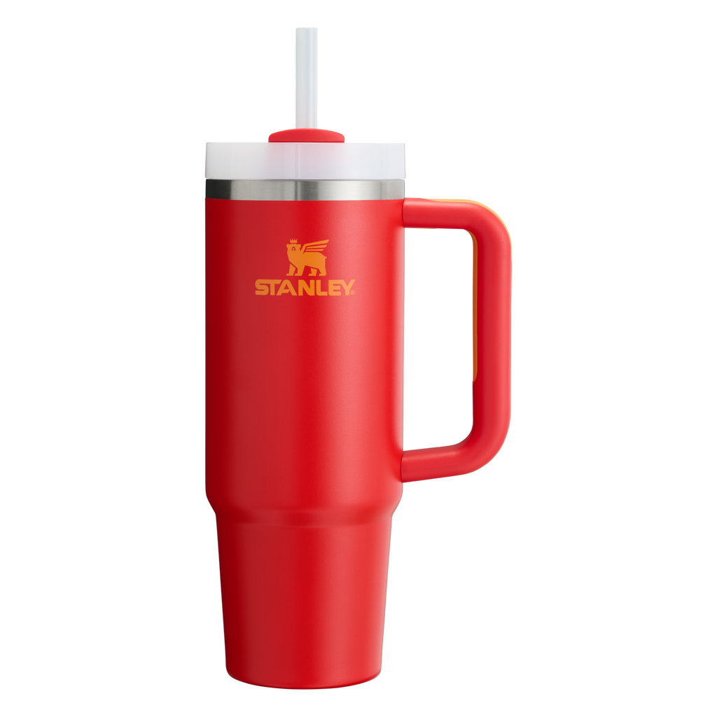Splash-Resistant FlowState The Quencher H2.0 Flowstate Tumbler | Stanley Create D331C - Double-Wall Vacuum Insulated Travel Tumbler with Straw Detail