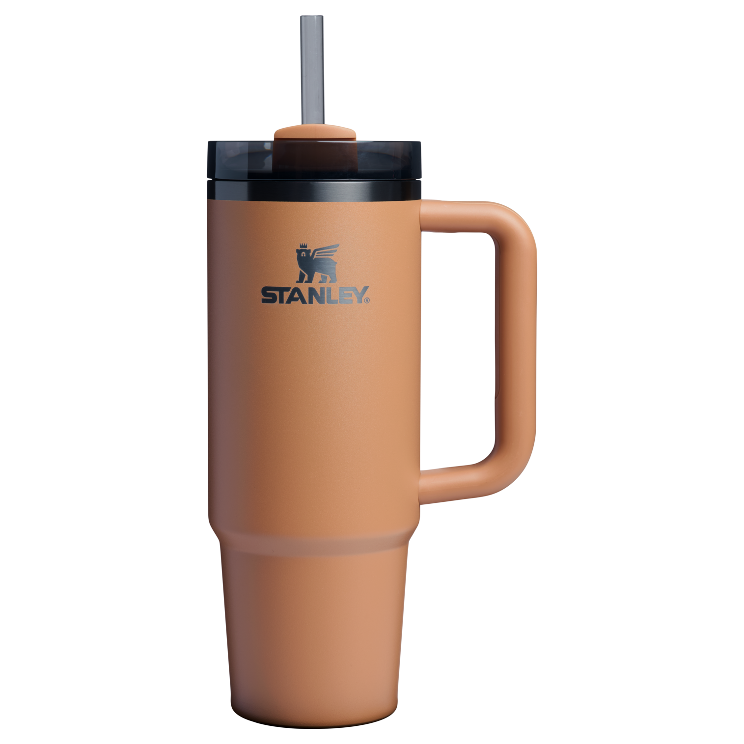 Splash-Resistant FlowState The Quencher H2.0 Flowstate Tumbler | Stanley Create D331C - Double-Wall Vacuum Insulated Travel Tumbler with Straw - Camel