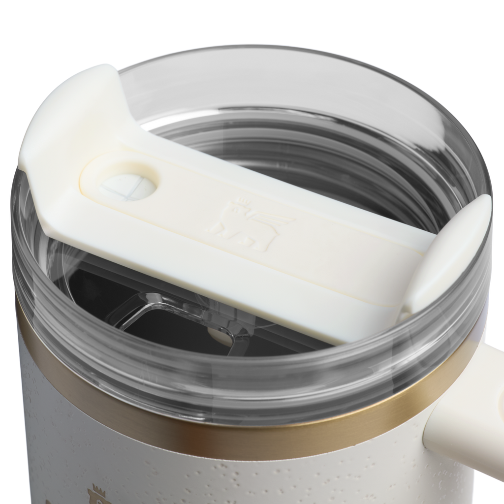 Splash-Resistant FlowState The Quencher H2.0 Flowstate Tumbler | Stanley Create D331C - Double-Wall Vacuum Insulated Travel Tumbler with Straw Detail
