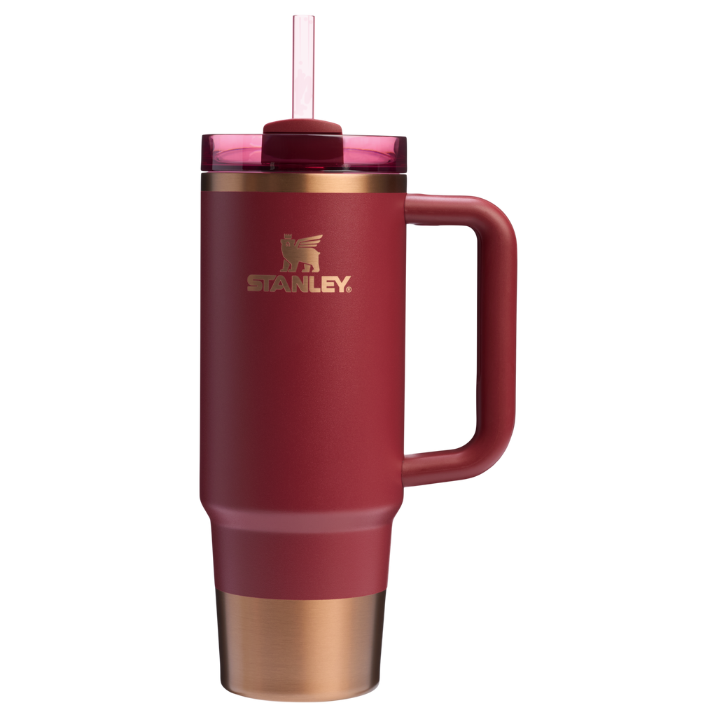 Splash-Resistant FlowState The Quencher H2.0 Flowstate Tumbler | Stanley Create D331C - Double-Wall Vacuum Insulated Travel Tumbler with Straw Detail