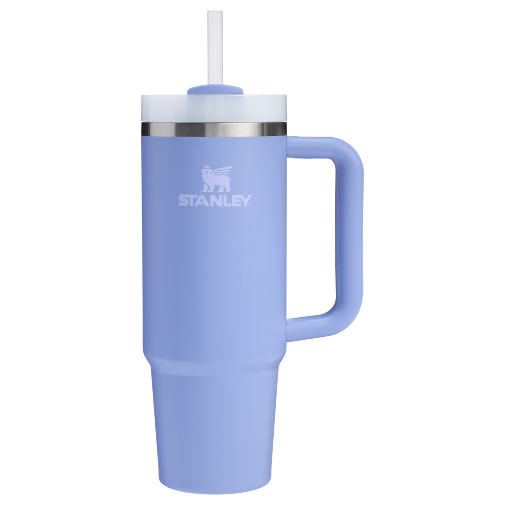 Splash-Resistant FlowState The Quencher H2.0 Flowstate Tumbler | Stanley Create D331C - Double-Wall Vacuum Insulated Travel Tumbler with Straw - Hydrangea