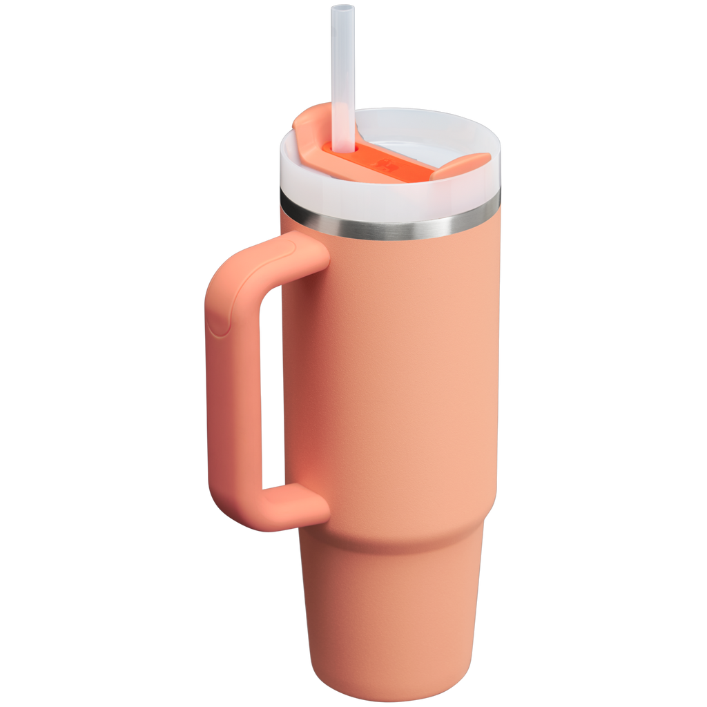 Splash-Resistant FlowState The Quencher H2.0 Flowstate Tumbler | Stanley Create D331C - Double-Wall Vacuum Insulated Travel Tumbler with Straw Detail