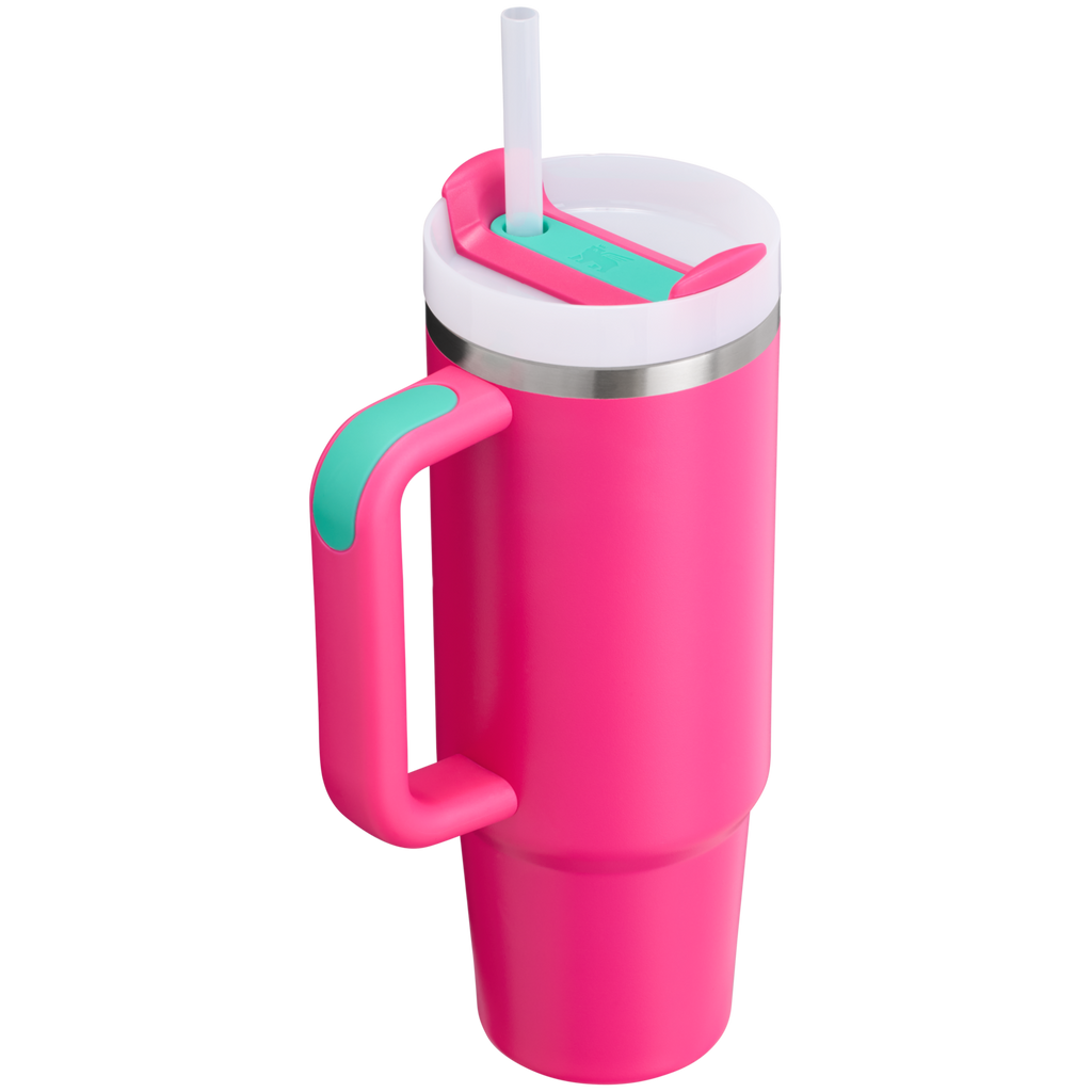 Splash-Resistant FlowState The Quencher H2.0 Flowstate Tumbler | Stanley Create D331C - Double-Wall Vacuum Insulated Travel Tumbler with Straw Detail
