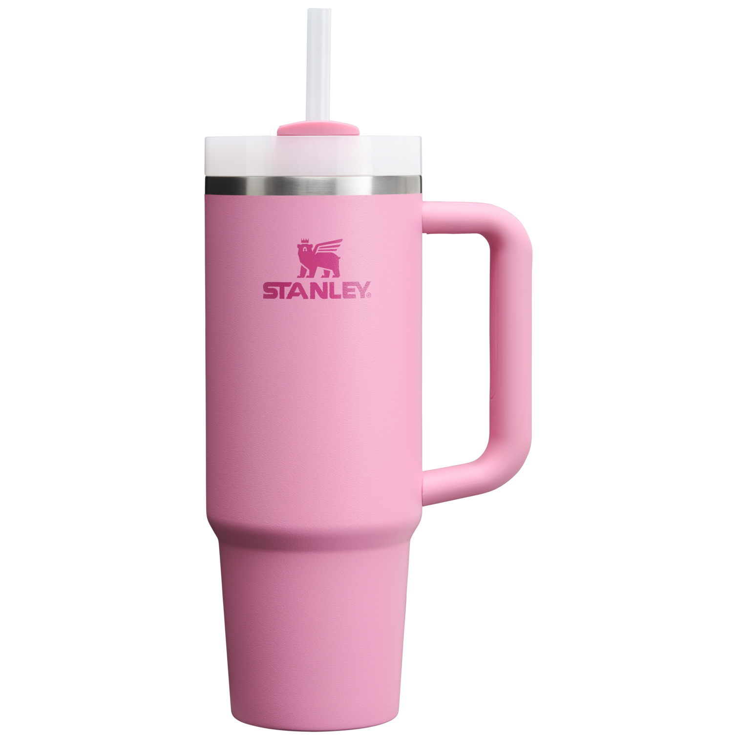 Splash-Resistant FlowState The Quencher H2.0 Flowstate Tumbler | Stanley Create D331C - Double-Wall Vacuum Insulated Travel Tumbler with Straw - Peony