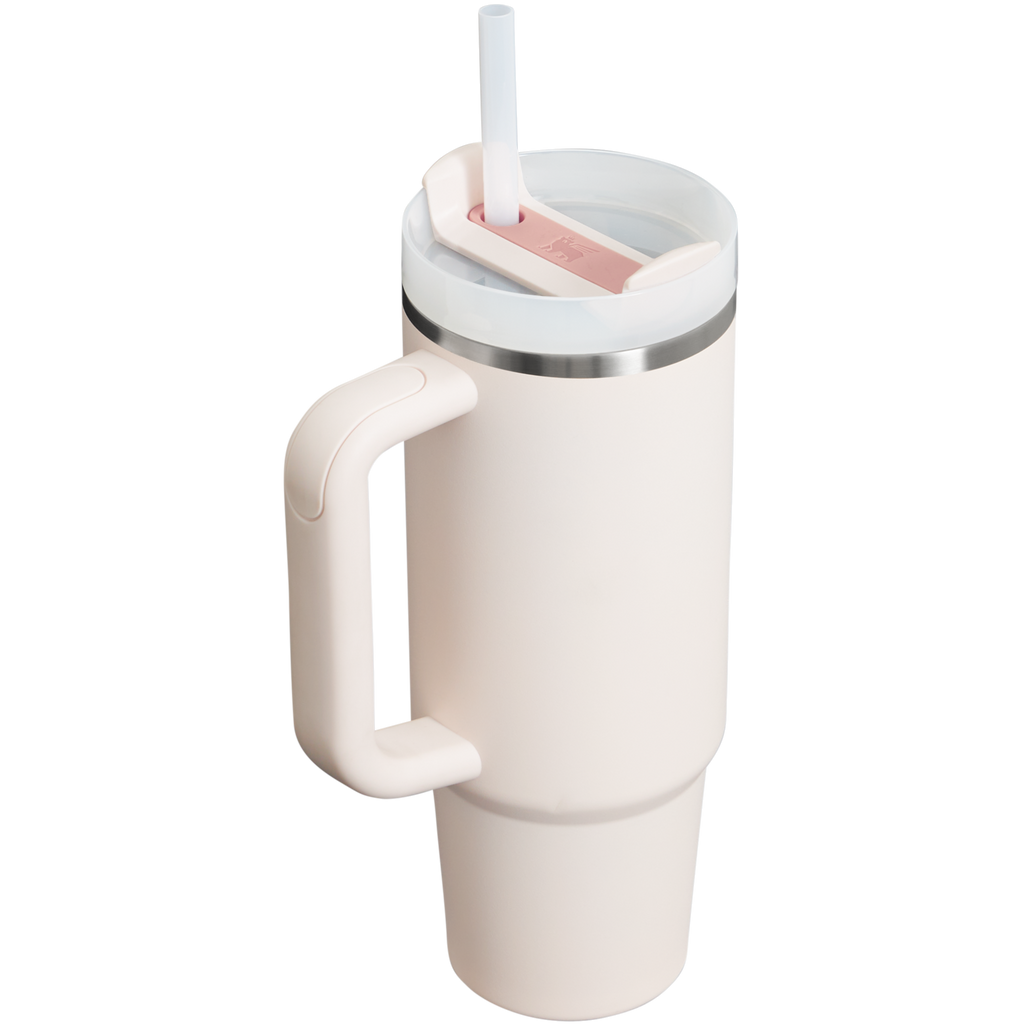 Splash-Resistant FlowState The Quencher H2.0 Flowstate Tumbler | Stanley Create D331C - Double-Wall Vacuum Insulated Travel Tumbler with Straw Detail