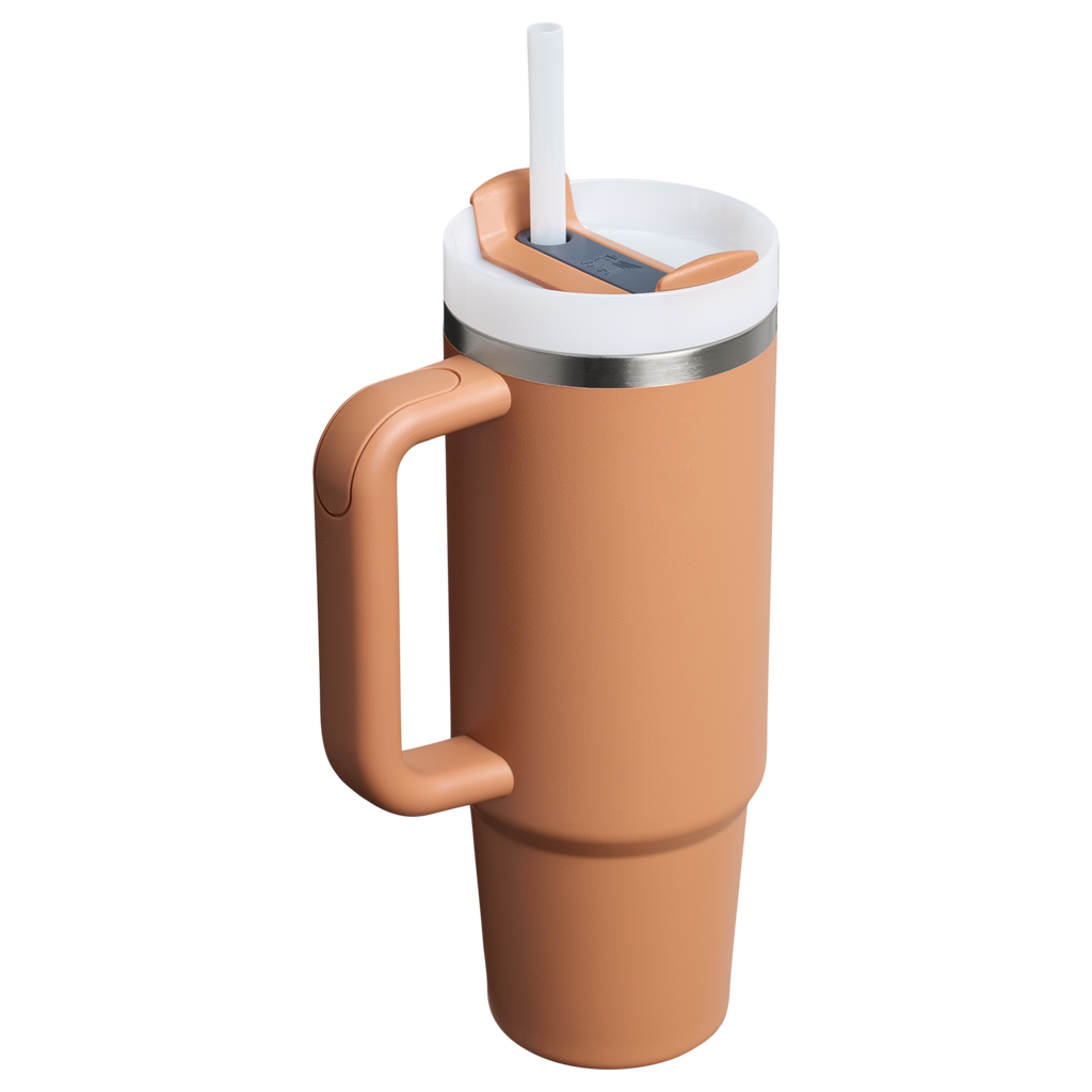Splash-Resistant FlowState The Quencher H2.0 Flowstate Tumbler | Stanley Create D331C - Double-Wall Vacuum Insulated Travel Tumbler with Straw Detail