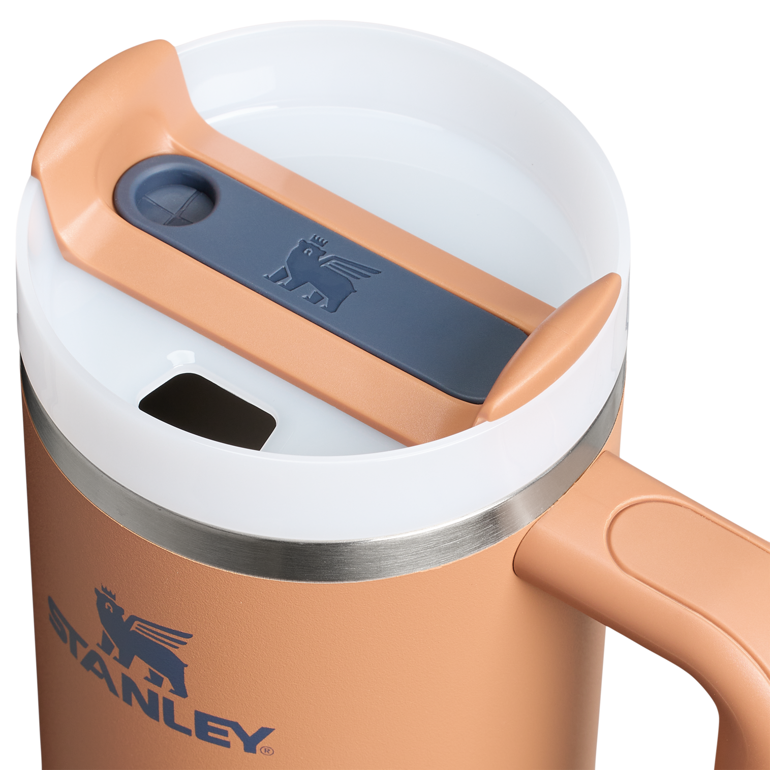 Splash-Resistant FlowState The Quencher H2.0 Flowstate Tumbler | Stanley Create D331C - Double-Wall Vacuum Insulated Travel Tumbler with Straw Detail