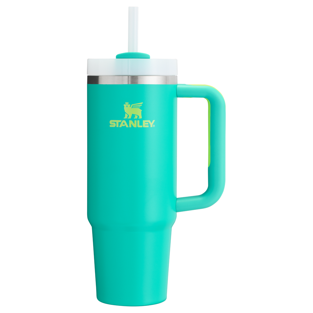Splash-Resistant FlowState The Quencher H2.0 Flowstate Tumbler | Stanley Create D331C - Double-Wall Vacuum Insulated Travel Tumbler with Straw Detail