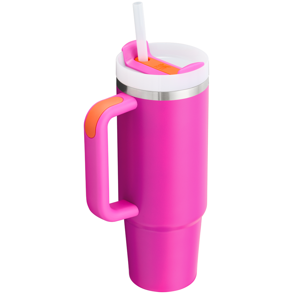 Splash-Resistant FlowState The Quencher H2.0 Flowstate Tumbler | Stanley Create D331C - Double-Wall Vacuum Insulated Travel Tumbler with Straw Detail