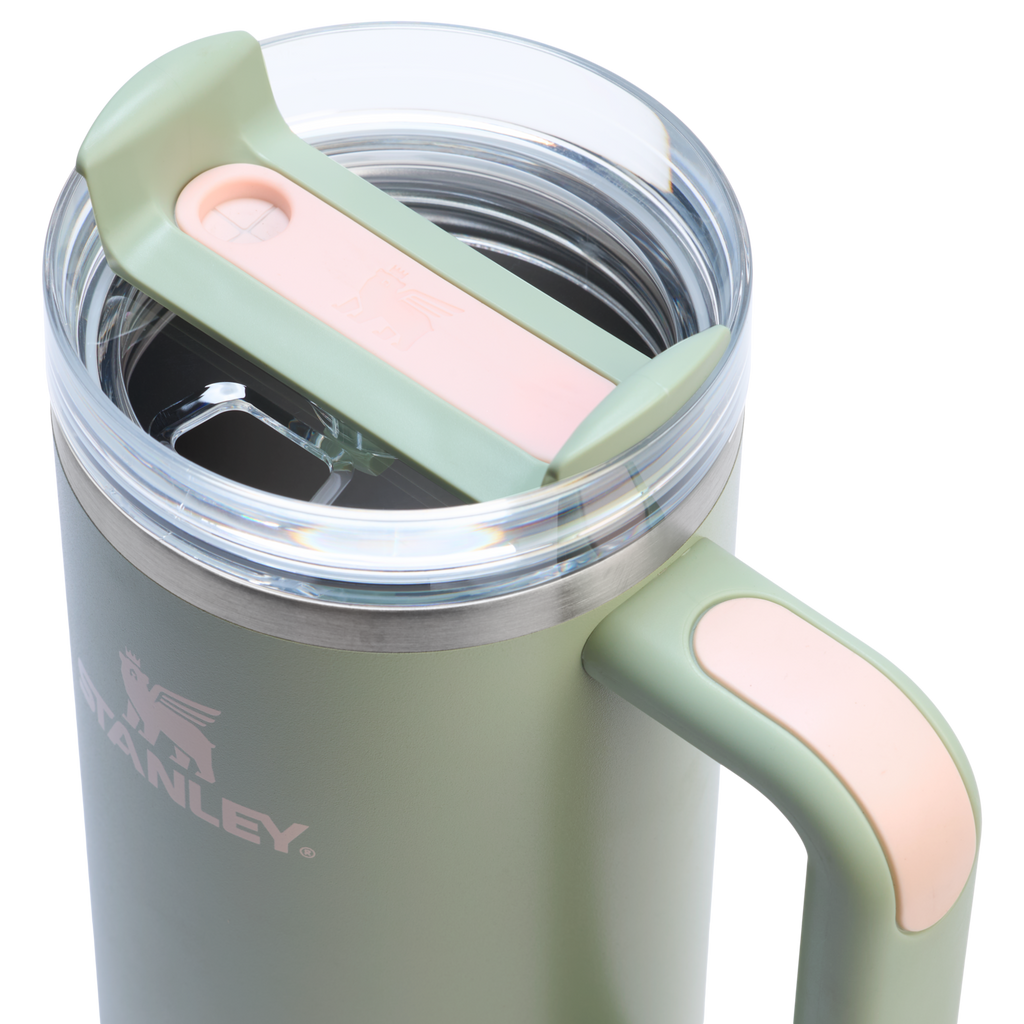 Splash-Resistant FlowState The Quencher H2.0 Flowstate Tumbler | Stanley Create D331C - Double-Wall Vacuum Insulated Travel Tumbler with Straw Detail