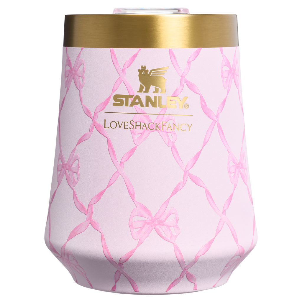 Premium Matte Stanley 1913 x LoveShackFancy Holiday Reserve Wine Tumbler D367F - Shatterproof Flavor-Preserving Cocktail Tumbler with Lid Detail
