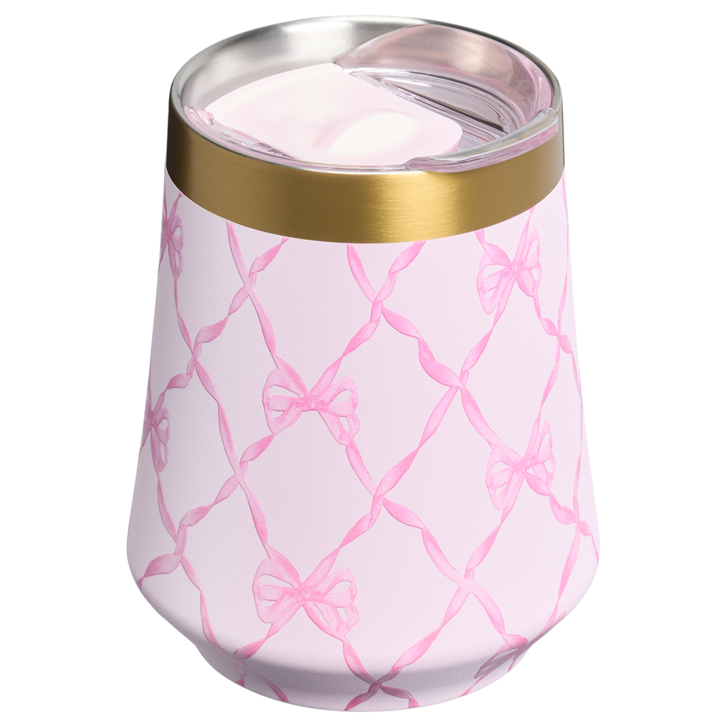 Premium Matte Stanley 1913 x LoveShackFancy Holiday Reserve Wine Tumbler D204X - Shatterproof Flavor-Preserving Cocktail Tumbler with Lid Detail