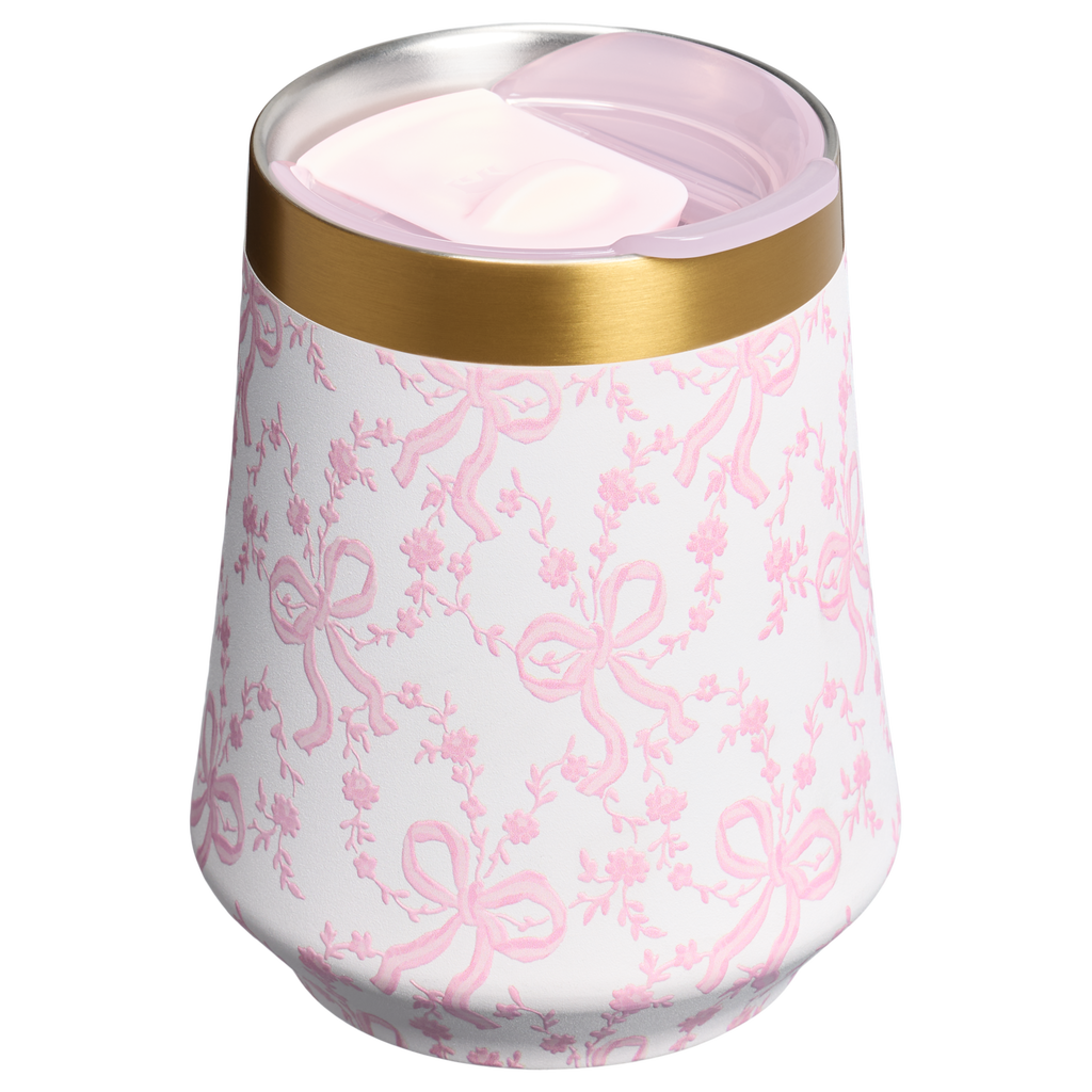 Premium Matte Stanley 1913 x LoveShackFancy Holiday Reserve Wine Tumbler D204X - Shatterproof Flavor-Preserving Cocktail Tumbler with Lid Detail