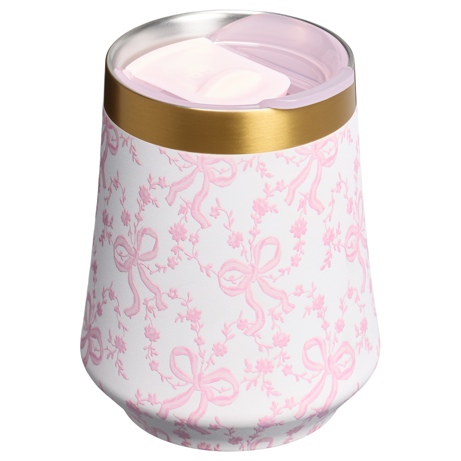 Premium Matte Stanley 1913 x LoveShackFancy Holiday Reserve Wine Tumbler D204X - Shatterproof Flavor-Preserving Cocktail Tumbler with Lid Detail