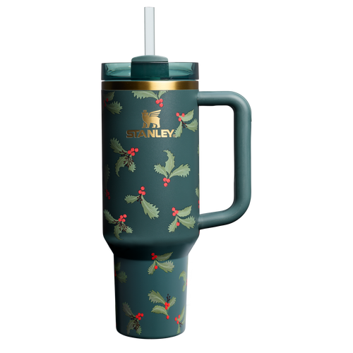 Car-Cup Friendly The Cheers & Cheer Quencher H2.0 Flowstate Tumbler D188Q - Double-Wall Vacuum Insulated Travel Tumbler with Straw - Holiday Botanical