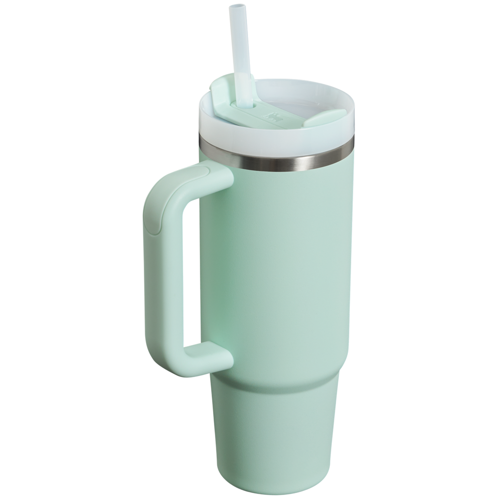 Splash-Resistant FlowState The Quencher H2.0 Flowstate Tumbler | Stanley Create D331C - Double-Wall Vacuum Insulated Travel Tumbler with Straw Detail