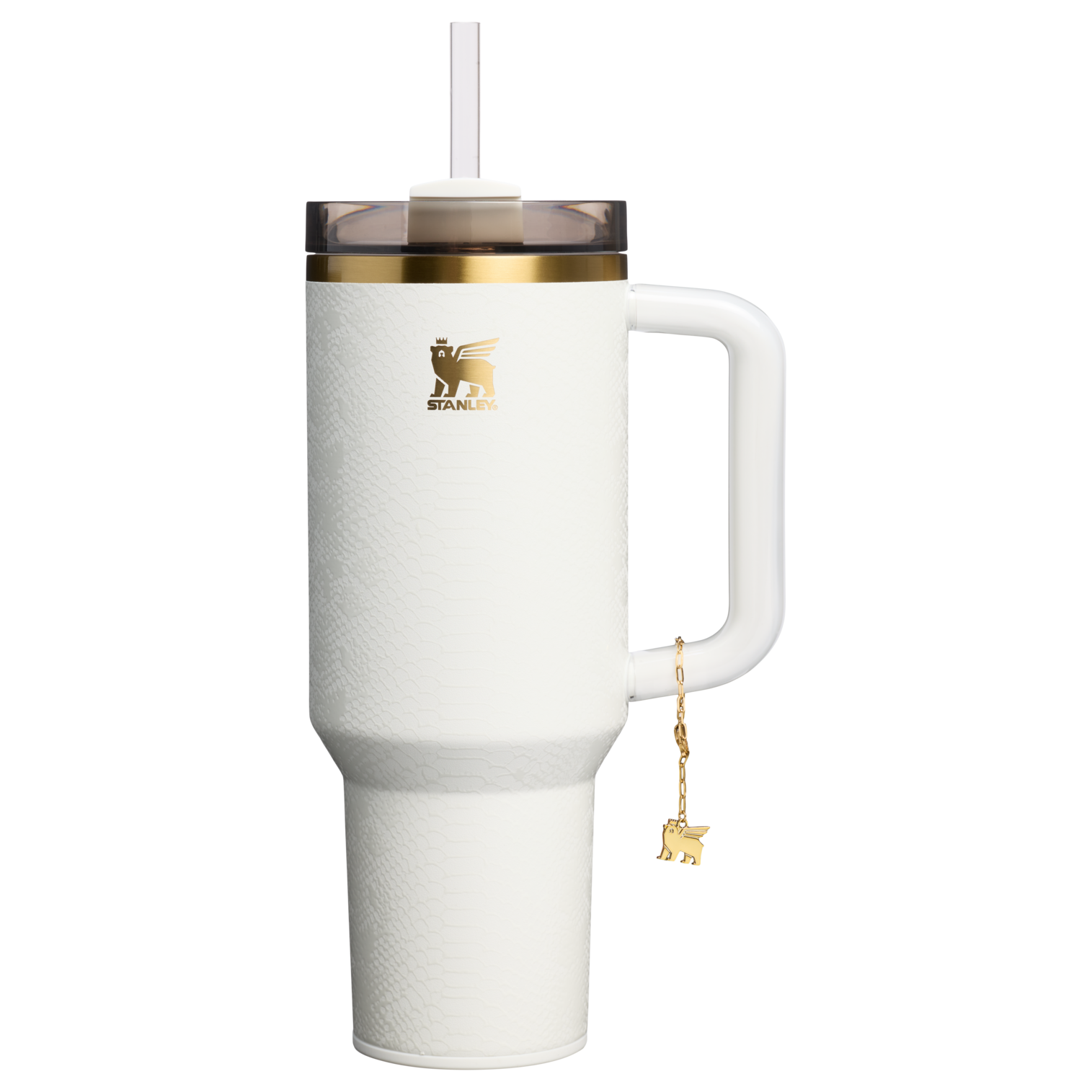 Splash-Resistant FlowState The Quencher Luxe H2.0 Flowstate Tumbler D170A - Double-Wall Vacuum Insulated Travel Tumbler with Straw - Pale Stone Snakeskin
