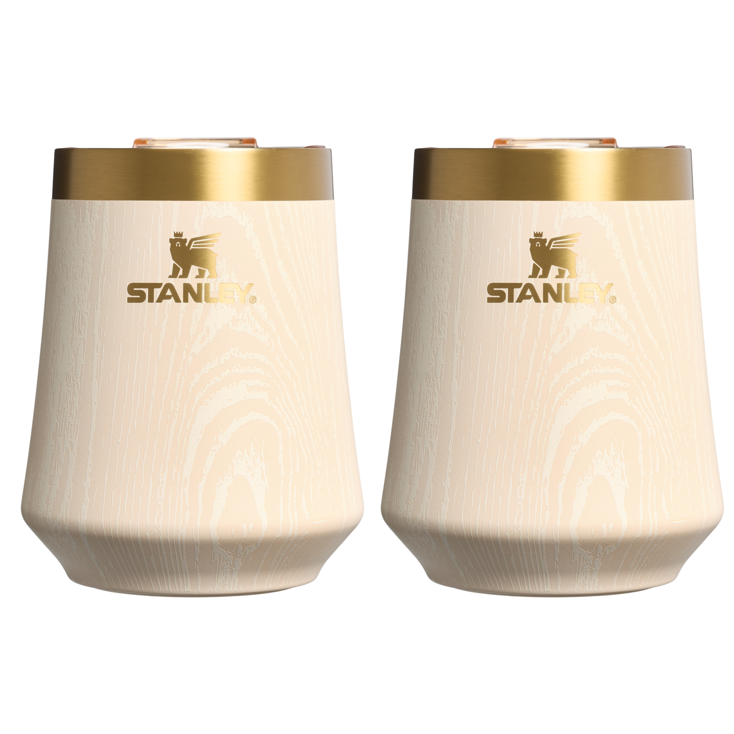 Vacuum Insulated Wine The Cheers & Cheer Reserve Wine Tumbler | 2-pack D190T - Elegant Stemless Vacuum Insulated Wine Tumbler - Birch Woodgrain