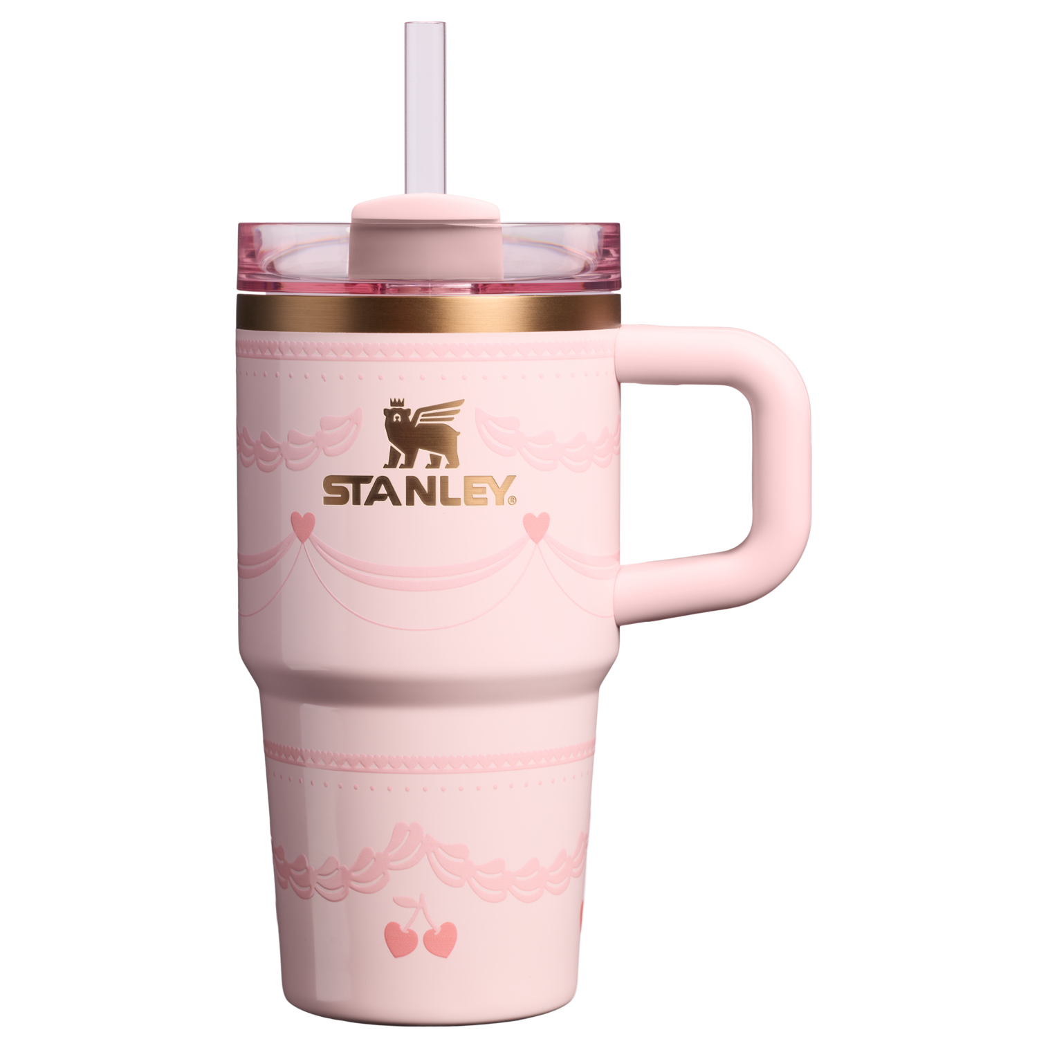 Car-Cup Friendly The Valentine’s Day Quencher H2.0  Flowstate Tumbler D234X - Double-Wall Vacuum Insulated Travel Tumbler with Straw - Pink Velvet Cake