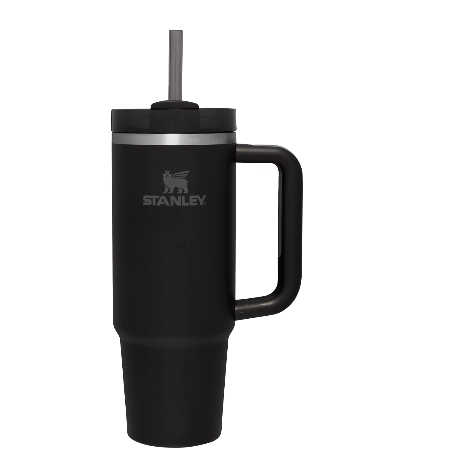 Splash-Resistant FlowState The Quencher H2.0 Flowstate Tumbler | Stanley Create D331C - Double-Wall Vacuum Insulated Travel Tumbler with Straw - Black